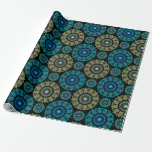 Papier Cadeau Motif sacré bleu vert fractal