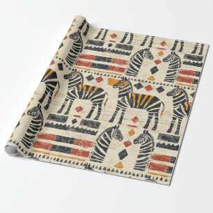 Papier Cadeau Motif safari tribal zèbre bohème