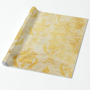 Papier Cadeau Motif sale de damassés jaunes