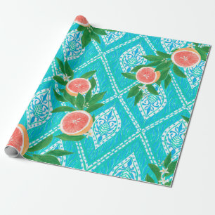 Papier Cadeau Motif sans couture à la main avec feuilles pample