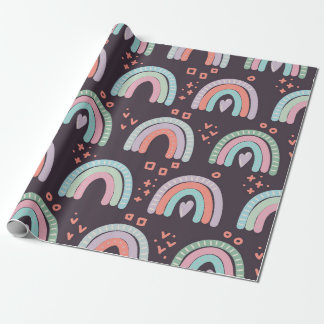 Papier Cadeau motif sans couture avec arc-en-ciel et clip goutt