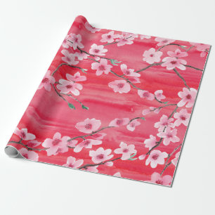 Papier Cadeau Motif sans couture avec Belle fleur de cerisier