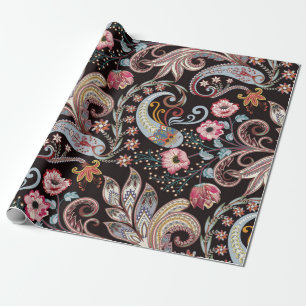 Papier Cadeau Motif sans couture avec cachemire coloré floral