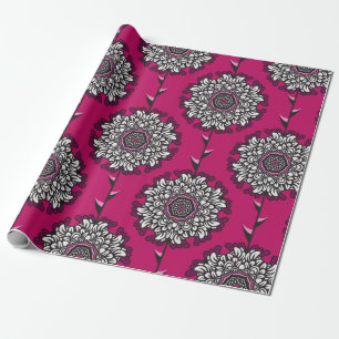 Papier Cadeau Motif sans couture avec de belles fleurs graphique
