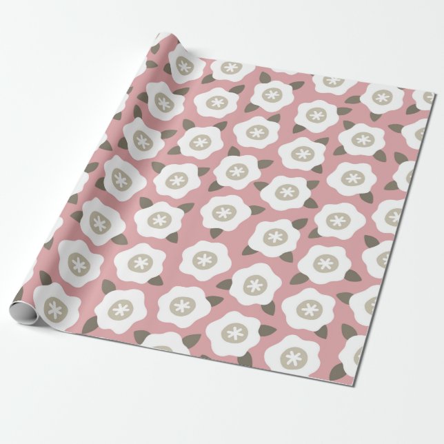 Papier Cadeau Motif sans couture avec des fleurs mignonnes sur l (Déroulé)