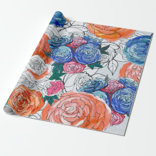 Papier Cadeau Motif sans couture avec fleurs colorées