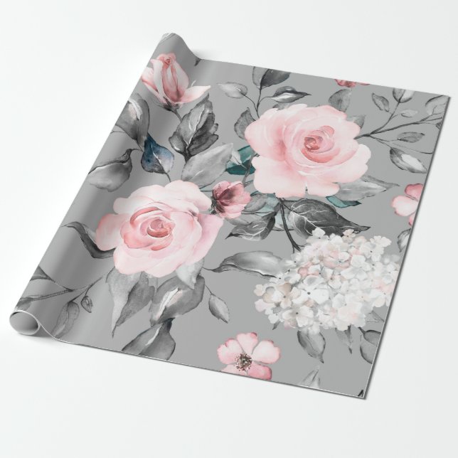 Papier Cadeau Motif sans couture avec fleurs de printemps et feu (Déroulé)