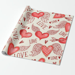 Papier Cadeau Motif sans couture avec les coeurs. Bonne Saint Va