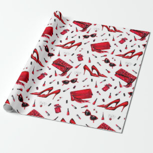 Papier Cadeau Motif sans couture avec les petites choses en roug