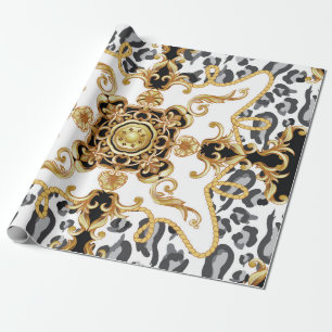 Papier Cadeau Motif sans couture avec peau de léopard et baro do