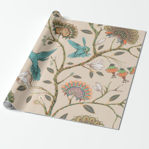 Papier Cadeau Motif sans couture beige avec fleurs stylisées et 