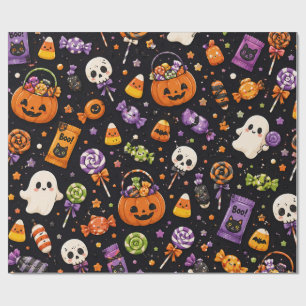 Papier Cadeau Motif sans couture de bonbons d'Halloween mignon
