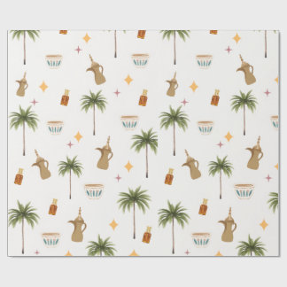 Papier Cadeau Motif sans couture de café et de dattes pour Ramad