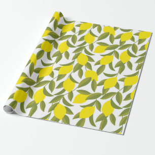 Papier Cadeau Motif sans couture de citronnier jaune