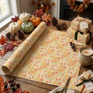 Papier Cadeau Motif sans couture de citrouille d'automne et de f