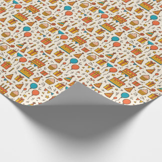 Papier Cadeau Motif sans couture de fête d'anniversaire vibrant