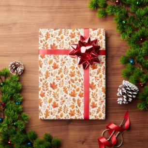 Papier Cadeau Motif sans couture de feuilles d'automne chaudes
