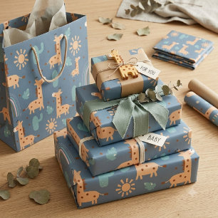 Papier Cadeau Motif sans couture de girafe bohème mignon