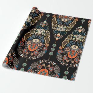 Papier Cadeau Motif sans couture de Paisley. Arrière-plan sombre