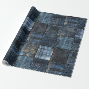 Papier Cadeau Motif sans couture de patchwork en denim indigo