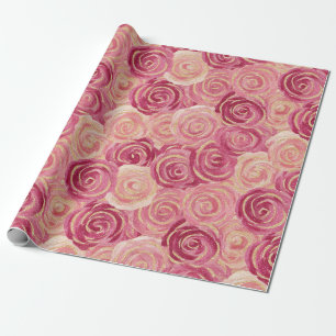 Papier Cadeau Motif sans couture de rose rose tourbillon paillet