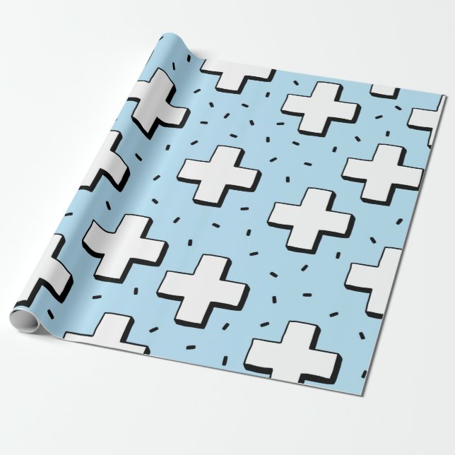 Papier Cadeau motif sans couture dessiné à la main avec panneaux (Déroulé)