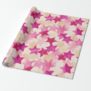 Papier Cadeau Motif sans couture d'étoile en détresse rose