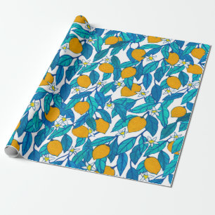 Papier Cadeau Motif sans couture. Fleur de citron. Les fleurs so