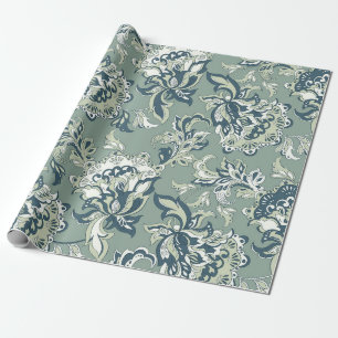 Papier Cadeau motif sans couture fleurie ethnique. batik folklor