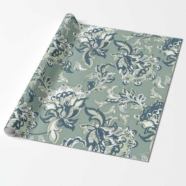 Papier Cadeau motif sans couture fleurie ethnique. batik folklor (Déroulé)