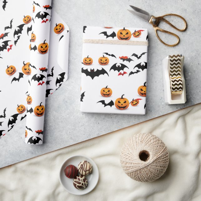 Papier Cadeau Motif sans couture Jack Olantern Halloween (Artisanat)