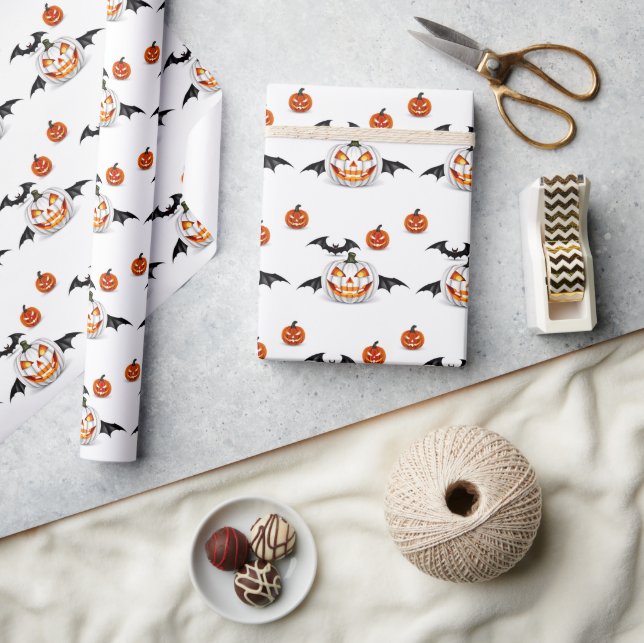 Papier Cadeau Motif sans couture Jack Olantern Halloween (Artisanat)