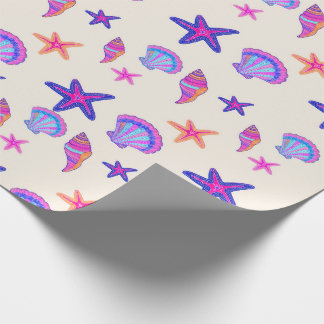 Papier Cadeau Motif sans couture Mermaidcore Coquillage Néon