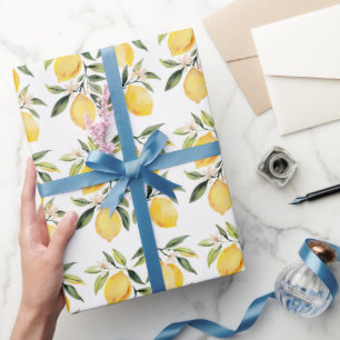 Papier Cadeau Motif sans couture moderne aquarelle citron jaune