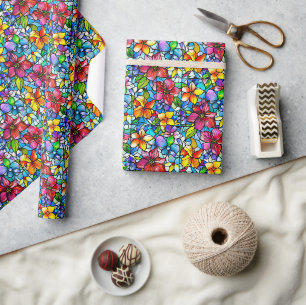 Papier Cadeau Motif sans fil en verre et feuille