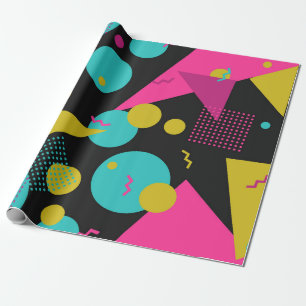 Papier Cadeau motif sans soudure géométrique des années 80 av