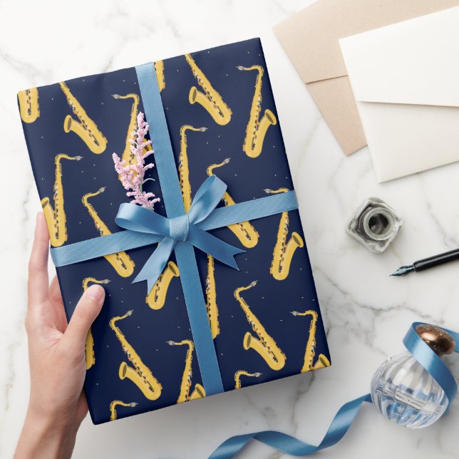 Papier Cadeau Motif saxophone Cool saxophoniste (Cadeaux)