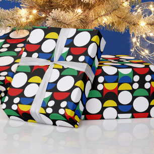 Papier Cadeau Motif scandinave noir du Bauhaus du milieu du sièc