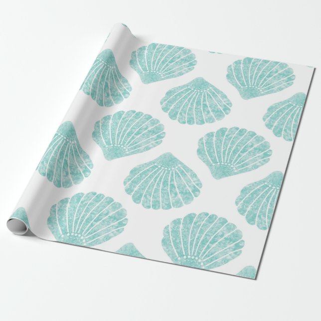 Papier Cadeau Motif Seafoam Seashell (Déroulé)