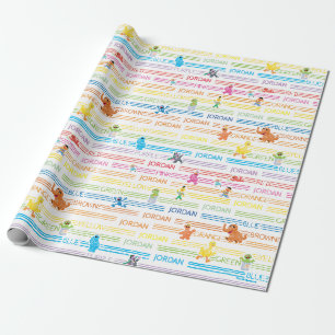 Papier Cadeau Motif Sesame Pals couleur arc-en-ciel
