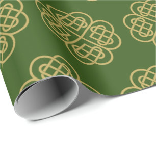 Papier Cadeau Motif Shamrock Gold Celtic