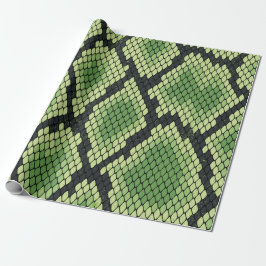 Papier Cadeau motif simple à échelle de serpent noir et vert