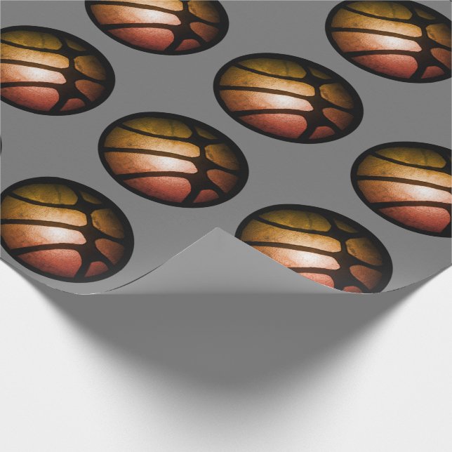 Papier Cadeau Motif sportif moderne Black Orange Basketball Ball (Coin)