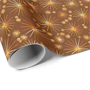 Papier Cadeau Motif Spoutnik du milieu du siècle, Brown au choco