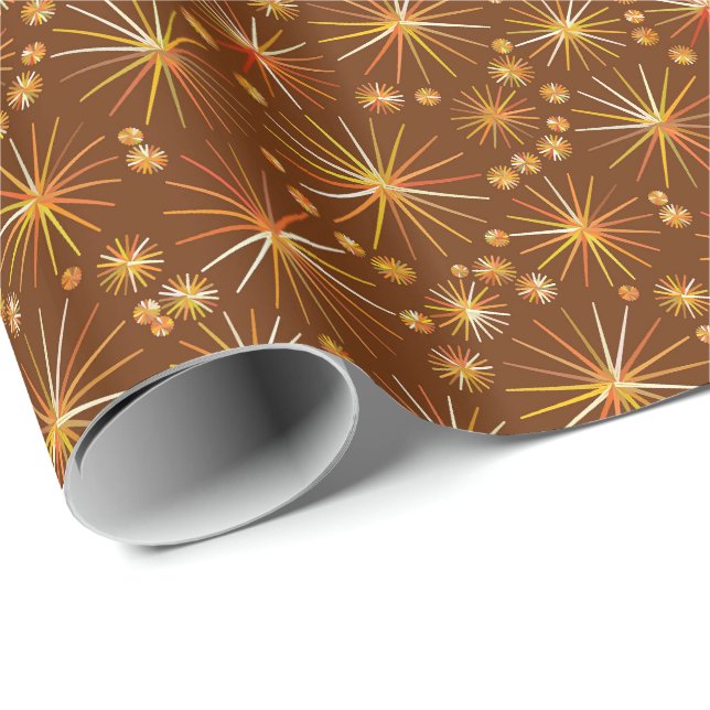 Papier Cadeau Motif Spoutnik du milieu du siècle, Brown au choco (Coin rond)