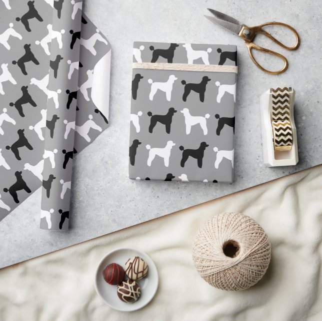 Papier Cadeau Motif standard de silhouettes de caniche (Artisanat)