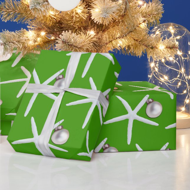 Papier Cadeau Motif Starfish Green Cadeau de Noël (Vacances)