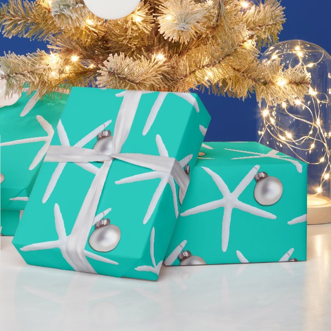 Papier Cadeau Motif Starfish Turquoise Cadeau de Noël (Vacances)