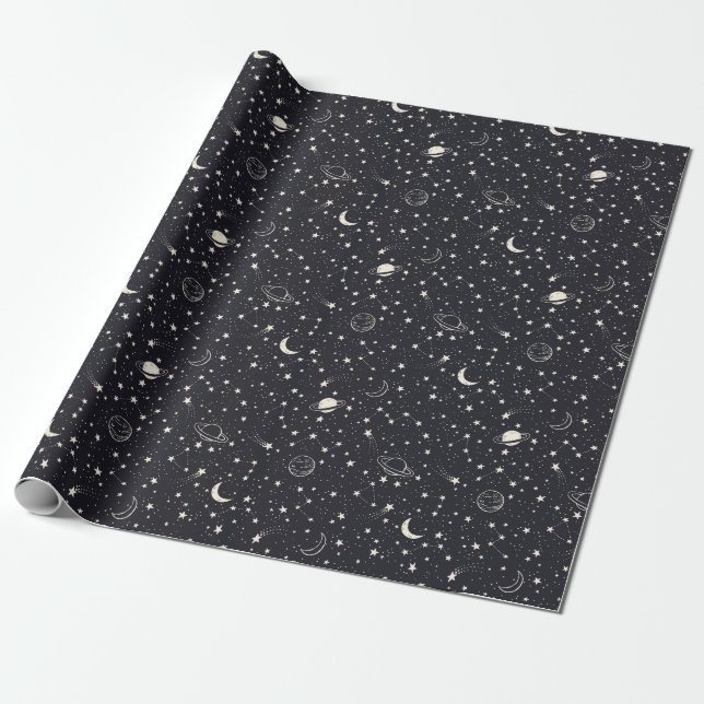 Papier Cadeau Motif Stars & Planètes (Déroulé)
