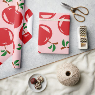 Papier Cadeau Motif Sweet Red Cherry